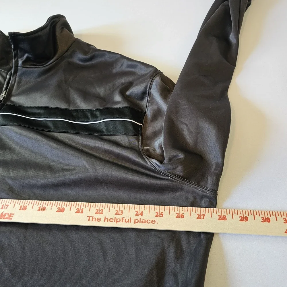 Nordic Track Chest Stripe Jogging Jacket Men's XXL 2X Charcoal Gray Fleece Lined